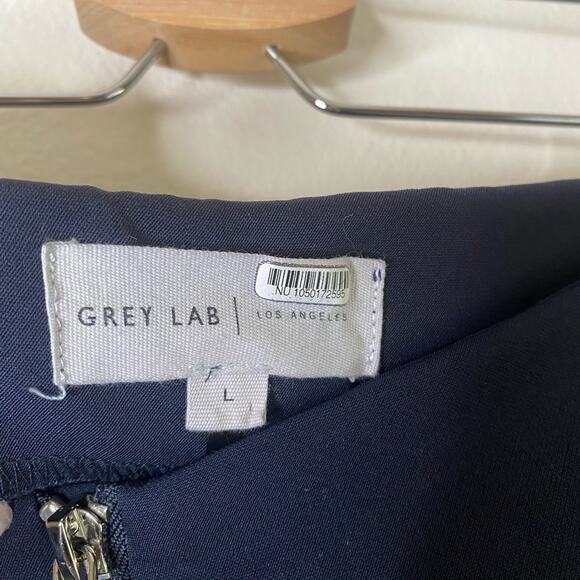 Grey Lab Wide leg Slit Pants cropped skort navy zipper high rise - Picture 5 of 6